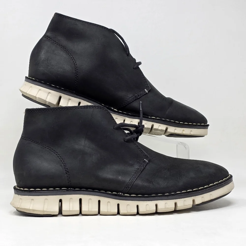 Cole Haan Zerogrand Chukka Boots Men's Size 9.5 Black Leather Ankle C22148
